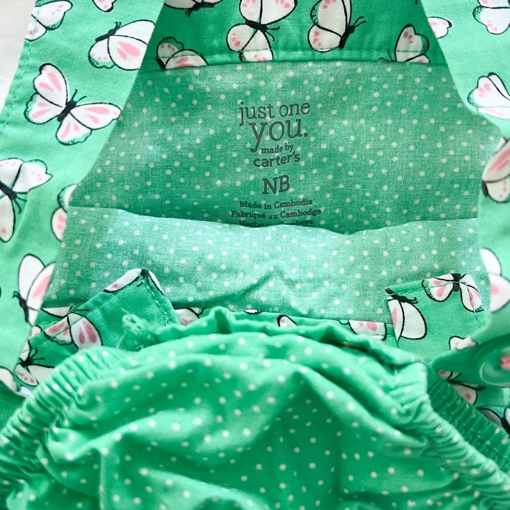 Carter's Newborn Baby Girl Green Butterfly Baby Dress